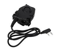 Ticfox - Adaptador PTT para talkie-walkie, cable de cabeza K ABS PTT, unidad Push to Call con clip de cinturón de 360 grados para conexión de auriculares tácticos Radio bidireccional RE