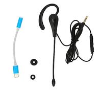TICFOX Auriculares monoaurales con micrófono, con cable, cancelación de ruido, ligeros, cómodos, auriculares monaurales para centro de llamadas, oficina, uso doméstico, ABS negro (tipo C)