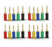 TICFOX Conector Banana 2mm, Clavijas banana en colores mixtos, 20 piezas/juego Adaptador para bornero banana Clavija banana toma sondas de prueba clavija para instrumento amplificador altavoz