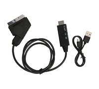 TICFOX Convertidor SCART a HDMI 1080P Cable Adaptador de Interfaz Multimedia de Alta definición con Fuente de alimentación USB para TV VCR Reproductor de DVD Material ABS Diseño co