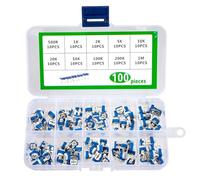 TICFOX Juego De Caja De Resistencia Ajustable De 100 Uds., Resistencia Variable, 10 Valores, 500R A 1M, RM065, Kit Surtido De Potenciómetro Recortador Azul Y Blanco