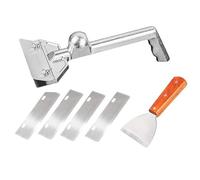 TICFOX Juego de raspadores para Parrilla, ergonómico, Protector antisalpicaduras, raspador de Plancha Resistente con 4 Cuchillas de Repuesto para Restaurante, Barbacoa al Aire