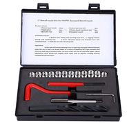 Ticfox Kit de Reparación de Roscas de 17 Piezas, M10x1, Llave de Macho de Roscar de Acero Inoxidable, Herramienta de Inserción Roscada para Reparación de automóviles.