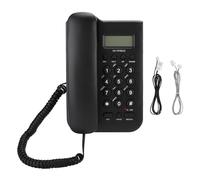 Ticfox KX T076 Teléfono Fijo con Cable Teléfono de Oficina en Casa con Dual FSK DTMF Luz Indicadora de Pausa de Música para Línea Telefónica del Reino Unido Plástico ABS Bl (Negro)