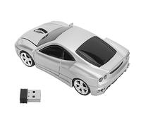 TICFOX Ratón inalámbrico Estilo Coche Deportivo 2,4 GHz USB 1600DPI Faro LED ratón ergonómico para Juegos de Oficina para Ordenador portátil de Escritorio ABS Plateado