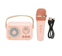 Ticfox Set de micrófono portátil con altavoz Bluetooth, máquina de karaoke con micrófonos, altavoz portátil retro con micrófono de karaoke de mano para salida familiar