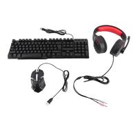 Ticfox T-Wolf TF800 Combo de Cuatro Piezas para Juegos, Teclado de 104 Teclas, ratón con luz de respiración de 4 Colores, Auriculares para Juegos de 3,5mm, Alfombrilla antideslizan