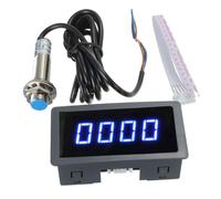 TICFOX Tacómetro LED Digital de 4 Dígitos, Medidor de Velocidad RPM con Sensor de Proximidad Hall NPN del Salón, Entrada NPN/PNP, Rango de 10-999999RPM para medir temperatura, presión(Azul)