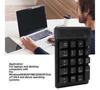TICFOX Teclado numérico USB 2.4G 19 Teclas Tipo U Mini Teclado numérico portátil de bajo Ruido para Contabilidad Finanzas Banca Negro