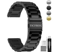 TICFROG Correa de reloj de acero inoxidable de 18 mm, correa de reloj de liberación rápida compatible con Garmin Vivoactive 4S/Vivomove 3S/Active S/Venu 2S/Move 3S, 18mm, Acero inoxidable