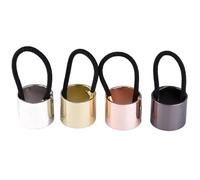 Ticha Pack de 4 gomas elásticas para el pelo con anillo de metal para coleta de pelo largo o grueso (oro + plata + oro rosa + negro)