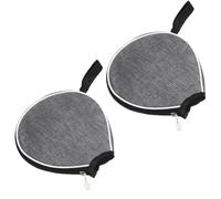Ticha Paquete de 2 fundas semirrígidas para raquetas de tenis de mesa, tela Oxford, bolsa de almacenamiento portátil para pelotas y accesorios, color gris