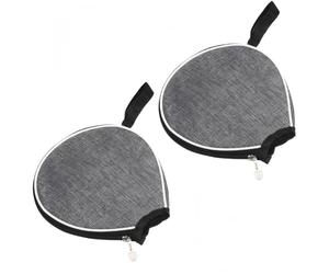 Ticha Paquete de 2 fundas semirrígidas para raquetas de tenis de mesa, tela Oxford, bolsa de almacenamiento portátil para pelotas y accesorios, color gris