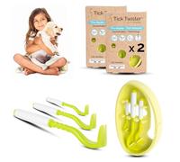 Tick Twister - Juego de 2 paquetes de 3 unidades, fácil de quitar, rápido y sin dolor, incluye pinzas para garrapatas con caja de almacenamiento, ideal para viajes y hogar (2 unidades), color verde
