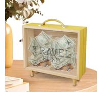 Ticket Shadow Box - De Presentación De Billetes De Madera Transparente De 20 Cm | Ahorro De Huchas Con Mapa Del Mundo Y Diseño De Aviones | Soporte De Exhibición De Coleccionables Para Foto