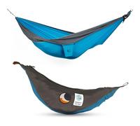Ticket To The Moon Hamaca Kingsize Liviana, 1-2 Personas, Comercio Justo y Hecho a Mano, Agua/Gris Oscuro, para Viajes, Camping y Uso Cotidiano, XXL 3.2 * 2.3m, 700g, Seda de paracaídas