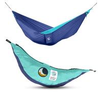 Ticket To The Moon Hamaca Original Liviana, 1-2 Personas, Comercio Justo y Hecho a Mano, Azul Rey/Turquesa, para Viajes, Camping y Uso Cotidiano, XL 3.2 * 2m, 600g, Seda de paracaídas