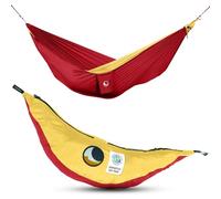 Ticket To The Moon Hamaca Original Liviana, 1-2 Personas, Comercio Justo y Hecho a Mano, BORGOÑA/Amarillo Oscuro, para Viajes, Camping y Uso Cotidiano, XL 3.2 * 2m, 600g, Seda de paracaídas