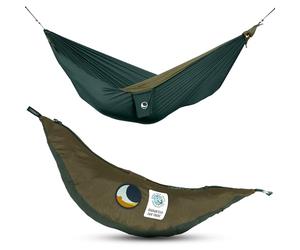 Ticket To The Moon Hamaca Original Liviana, 1-2 Personas, Comercio Justo y Hecho a Mano, Verde Oscuro/Verde Militar, para Viajes, Camping y Uso Cotidiano, XL 3.2 * 2m, 600g, Seda de paracaídas