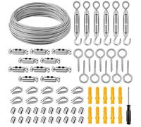TicKiddos Cable de acero de 2 mm, 35 m para casa y jardín, cable de alambre de acero inoxidable 304 para plantas trepadoras, sistema de soporte, cuerda de tendedero, luces colgantes, pitillos, toldos