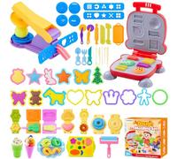 TicKiddos Knetwerkzeug für Kinder, 50 Stück Knete Zubehör Set mit Hamburger Brater Knete Ausstechformen Extruder Modellierwerkzeug Küchenpielzeug Lernspielzeug für Jungen Mädchen