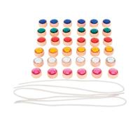 tickit Joyas de cordones de madera, gemas facetadas de colores brillantes en marcos de madera de haya certificados FSC para juego creativo, enhebrado y desarrollo motor fino, 36 piezas con cordones y