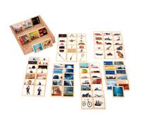 tickit Wooden Storytelling Tiles - Juego de 90 baldosas de Madera de Tilo FSC duraderas con fotografías en Color de Animales, Personas, Lugares, Transporte, Clima y más para Juegos creativos de
