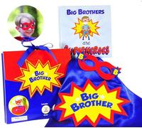Tickle & Main 3 regalos para hermano mayor para niños pequeños, incluye libro de Big Brothers are Superheroes, capa de satén y máscara, para anunciar a un nuevo hermano, educativo y atractivo