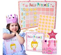 Tickle & Main Princess Set de regalo para aprender a ir al baño con libro, tabla para ir al baño, imanes de estrellas y corona de recompensa para niñas pequeñas