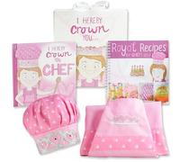 Tickle & Main Set de Regalo Princesa Chef, Incluye Libro, Delantal, Gorro y Libro de Recetas Reales, Niños aprenden a cocinar y hornear de forma básica, ¡Te Corono Chef! para Niñas Rosa Talla Única
