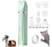 Tickle Paw 4-in-1 Electric Pet Grooming Kit, Dog Nail Grinder Paw Trimmer, Quiet, Waterproof, Precision Trimmer & Nail Grinder, Waterproof, for Cats, Dog (Green)