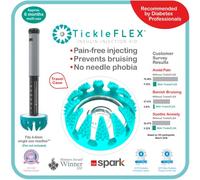 TickleFlex Aguja para bolígrafo de insulina - Asistencia de inyección de aguja para pluma de insulina - Pendiente de patente, ganador de un premio de ajuste universal para agujas estándar para reducir