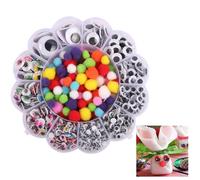 TICKLELY 1000's de Wackelaugen Selbstklebend Ojos 5mm - 25mm, Diy Craft Accesorios Para Scrapbooking Piezas De Juguete (Disponible En Ojos De Colores Y Negros, Pompones De Colores)
