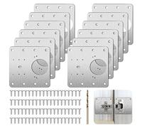 TICKLELY 15 Piezas Placa de Reparación de Bisagras, 9 x 9 CM Placa de reparación de bisagra de acero inoxidable con 90 tornillos, Kit de Reparación De Bisagras para Gabinete, Muebles, Cajón, Ventana