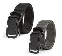 TICKLELY 2 Piezas Cinturón Táctico para Hombre - de Trabajo, Ajustable, de Nylon Con Hebilla Automática (Negro y Gris)
