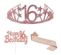 TICKLELY 3pcs Couronne Et éCharpe Pour Fille Sweet 16, Cadeau D'Anniversaire éLéGant Et éTincelant !