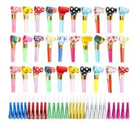 TICKLELY 60 Piezas Silbatos para Despedida de Soltera, Aniversario y Fútbol - Trompetas de Animación, Petardos, Matasuegras y Juguetes Ruidosos