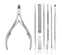 TICKLELY 7 Piezas Kit Profesional de Alicates para Cutículas - Removedor y Quita Cutículas de Uñas de Alta Calidad - Set de Cuidado de Uñas y Pies.