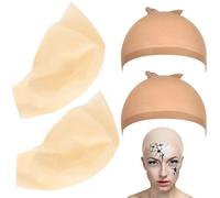 TICKLELY Disfraz Calva - Peluca Calva de Látex, Perfecta para Disfraz Shrek, Conjunto de 2 Gorros Calvos y 2 Gorros de Malla para Pelucas