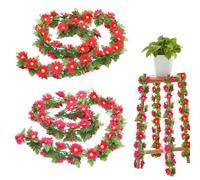 TICKLELY Exquisita Guirnalda de Flores Artificiales - Pack de 2, Diseño de Rosas y Margaritas, Decoración Ideal para Cualquier Espacio