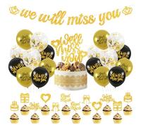 TICKLELY Fiesta Jubilacion，32pcs Kit De Fiesta De Despedida Te ExtrañAremos - DecoracióN De JubilacióN Y Trabajo(Rosa)