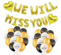 TICKLELY Fiesta Jubilacion,45pcs Kit De Fiesta De Despedida Te ExtrañAremos - DecoracióN De JubilacióN Y Trabajo(Oro Negro)
