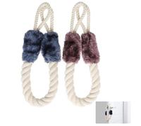TICKLELY Juego 2 Cuerdas Puerta, Tope Puerta, Cuerda Para Puerta, Puerta Pared, Protección Dedos Mascotas Y Niños (Marrón, Blanco)