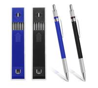TICKLELY Lápiz mecánico de metal completo, Kit de portaminas 2 mm, mechanical pencil con recambio para proyectos de dibujo, escritura, manualidades, dibujo de arte, carpintero (azul, negro)