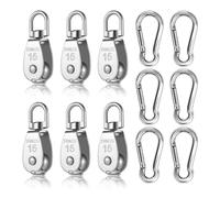 TICKLELY Poleas de Acero Inoxidable - Juego de Poleas para Cuerda con Máxima Resistencia y Durabilidad - Poleas Ideales para Tendederos, Toldos Correderos, y Cargas Pesadas