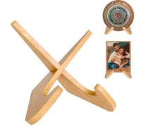 TICKLELY Soporte para Platos Decorativos - Soporte de Madera Elegante, Soporte Triangular, Ideal para Exposición de Objetos, Fotos y Platos, Diseño Vertical