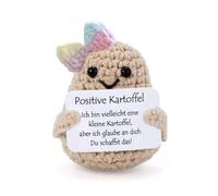 TICKLELY Tarjeta de Muñeca Positiva - Mister Potato de Lana - Juguete Decorativo para Escritorio con Mensaje Positivo - El Regalo para Alegrar el Día