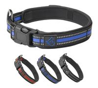 TickTrick Collar para perros con soporte integrado para garrapatas - Collar de entrenamiento para perros de nailon resistente - reflectante - S - XL - negro, rojo y azul - para perros pequeños y