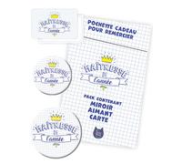 Ticky-Tacky Kit regalo maestro pack tarjeta + espejo + imán de la señora del año corona | regalo para la amante