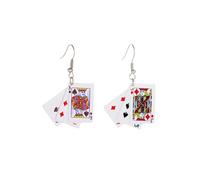 Ticome 1 par de aretes colgantes de cartas de juego para mujer, aleación de palas, corazón, póquer, divertido, juego de personalidad, hip hop, juego de diamantes, ligeros para mujer y hombre, joyería